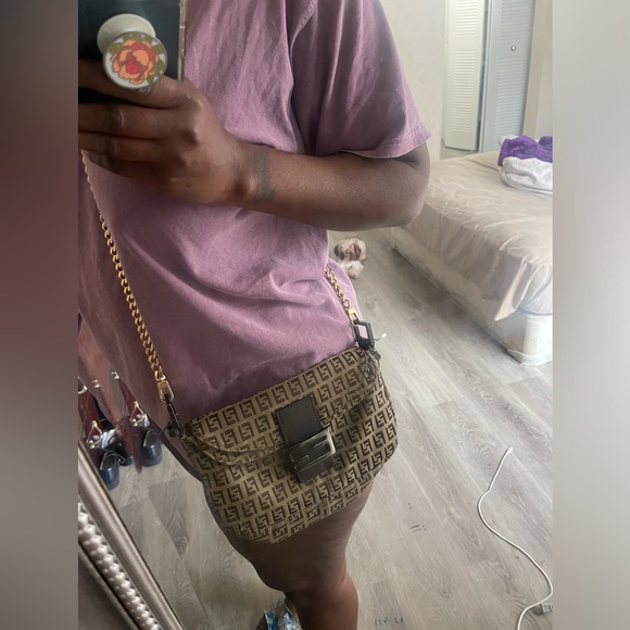 Y2K Fendi zucchino monogram double flap shoulder bag - Picture 9 of 12